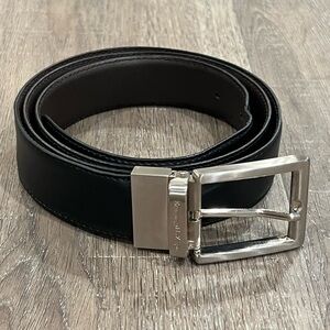 Ermenegildo Zegna 42W Reversible Silver Buckle Brown/Black Made in Italy Belt